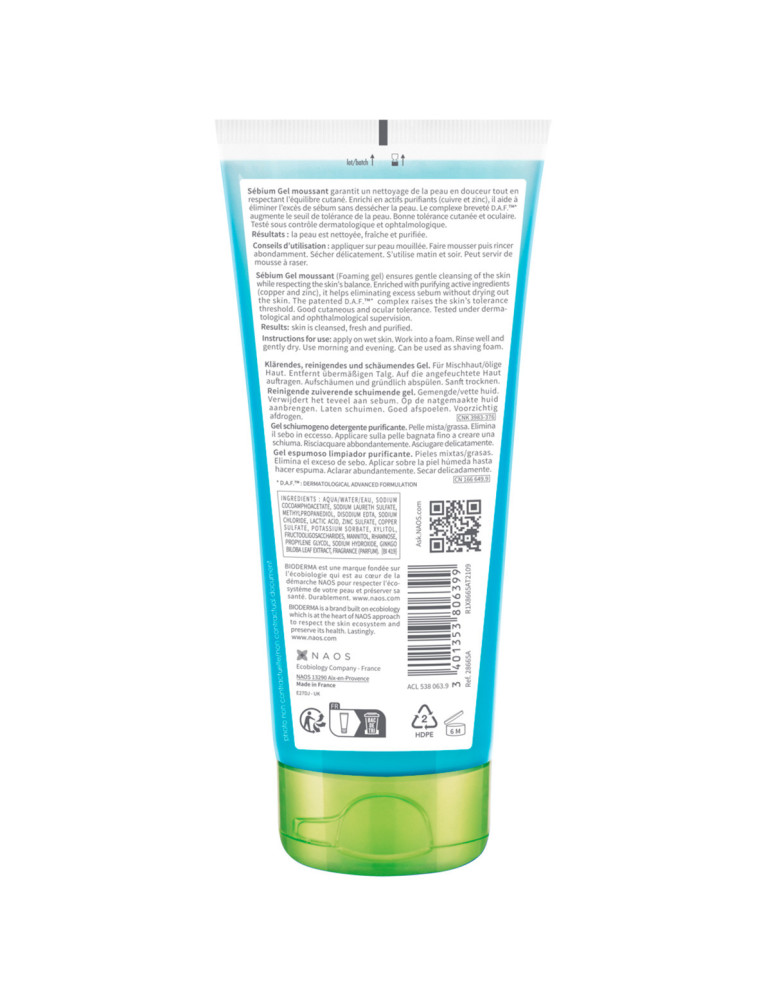 BIODERMA SEBIUM GEL MOUSSANT 200 ML