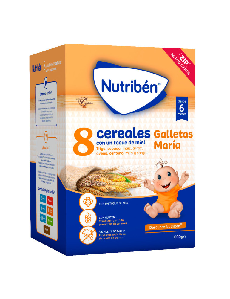 NUTRIBEN 8 CEREALES Y MIEL GALLETA MARIA 600 GRS