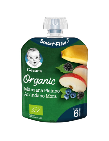GERBER ORGANIC PERA MANZANA PLATANO 1 POUCH 90 G