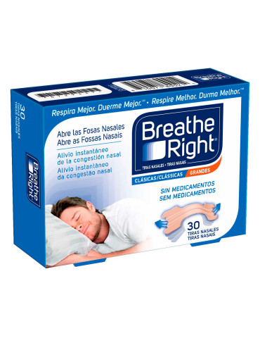 BREATHE RIGHT TIRAS NASALES GRANDE 30 UNID COLOR