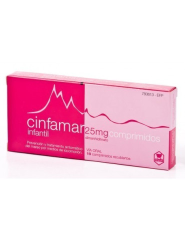 CINFAMAR 25 MG 10 COMP INFANTIL