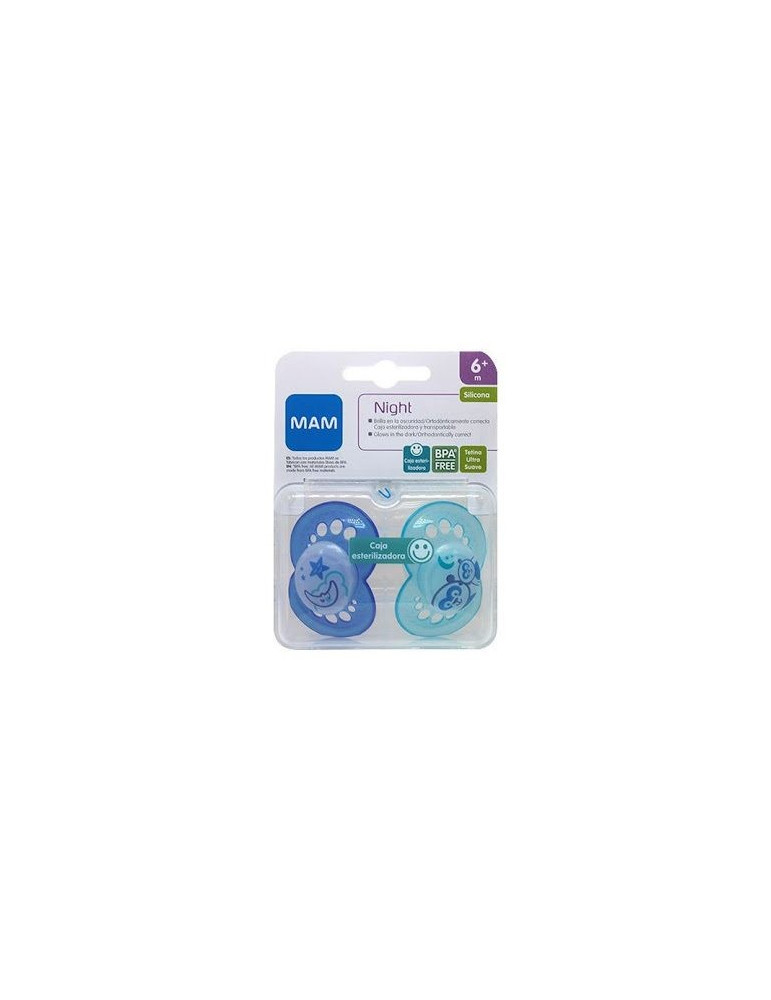 CHUPETE SILICONA MAM ORIGINAL NIGHT + 6 M 2U