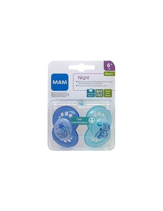 CHUPETE SILICONA MAM ORIGINAL NIGHT + 6 M 2U