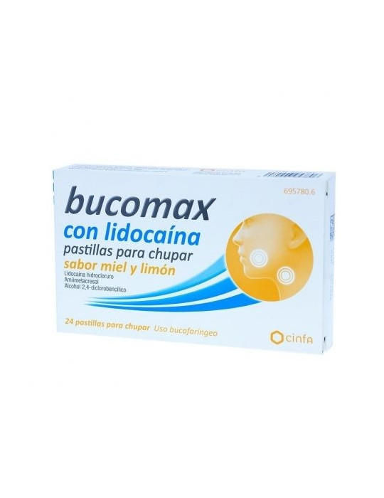 BUCOMAX LIDOCAINA 24 PASTI PARA CHUPA LIMON MIEL